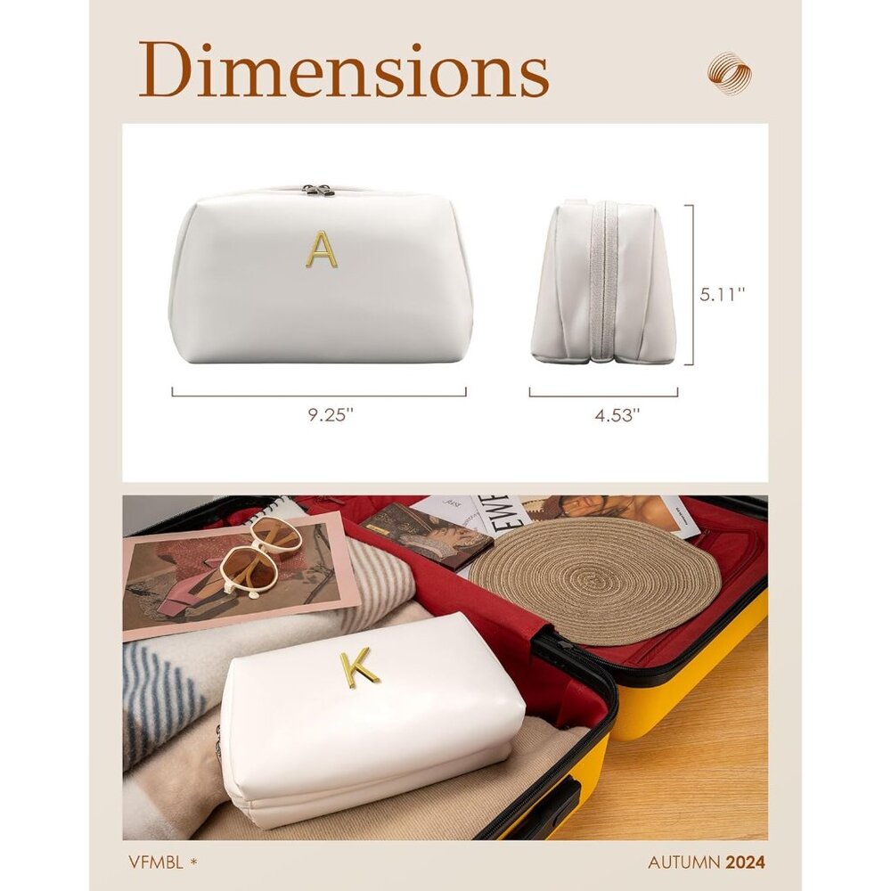 Personalized Initial Makeup Bag - Elegant Waterpr… - image 7